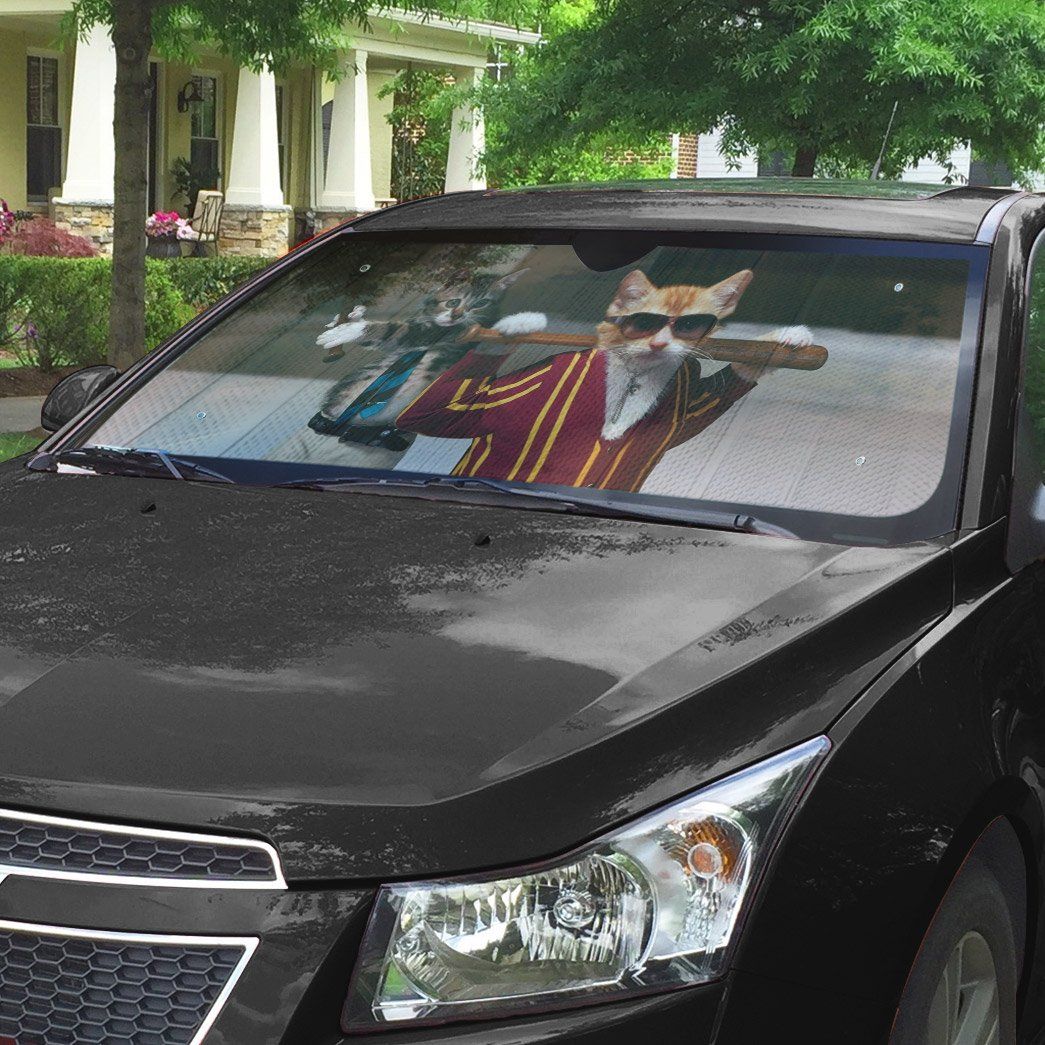 Gearhumans 3D Garfield Kittens Badass Custom Car Auto Sunshade GO23042122 Auto Sunshade