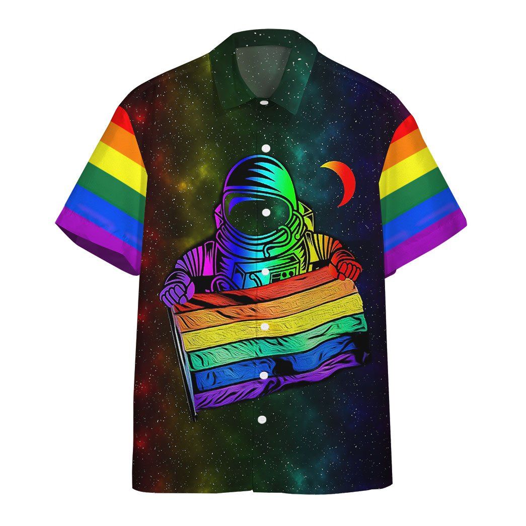 Gearhumans 3D Gay Pride Astronaut Custom Hawaii Shirt GS24052116 Hawai Shirt Short Sleeve Shirt S