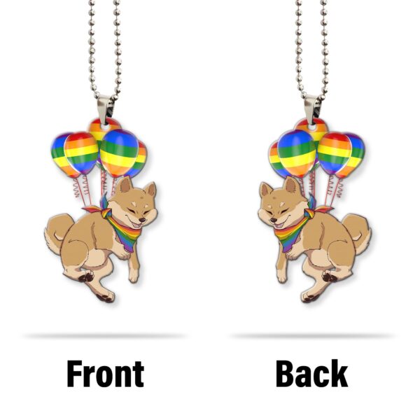 Gearhumans 3D Gay Pride Shiba Inu Fly With Balloons Custom Car Hanging GS25052124 Car Hanging