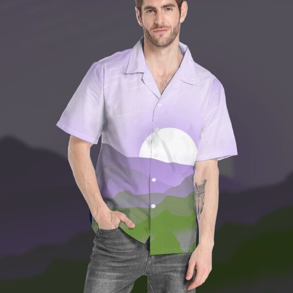 Gearhumans 3D Genderqueer Pride Sunrise Custom Hawaii Shirt GS24052123 Hawai Shirt 