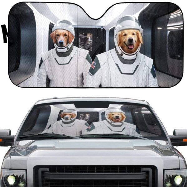 gearhumans 3D Space X Golden Retriever Custom Car Auto Sunshade GV01065 Auto Sunshade