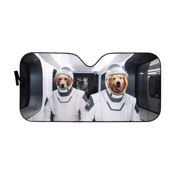 gearhumans 3D Space X Golden Retriever Custom Car Auto Sunshade GV01065 Auto Sunshade 57''x27.5'' 
