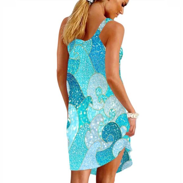Gearhumans 3D Sparkle Mermaid Waves Custom Sleeveless Beach Dress GO15062116 Beach Dress