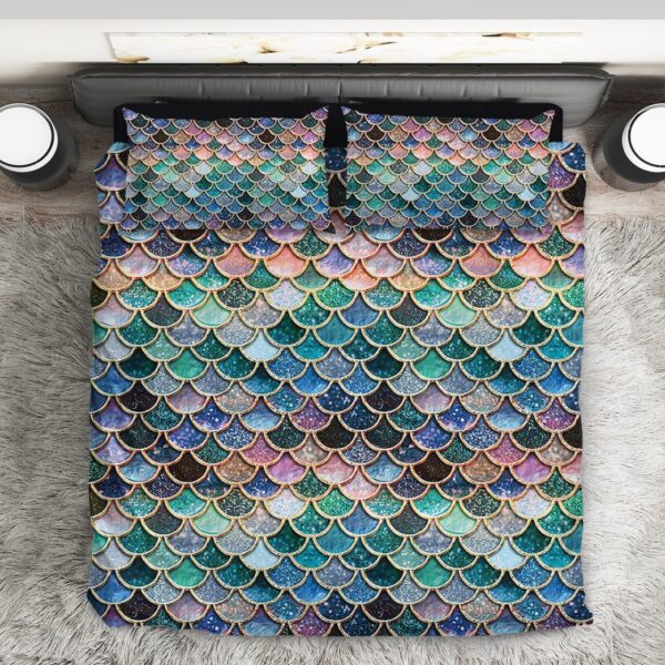 Gearhumans 3D Sparkling Mermaid Tail Custom Bedding Set GW2106213 Bedding Set Twin 3PCS 