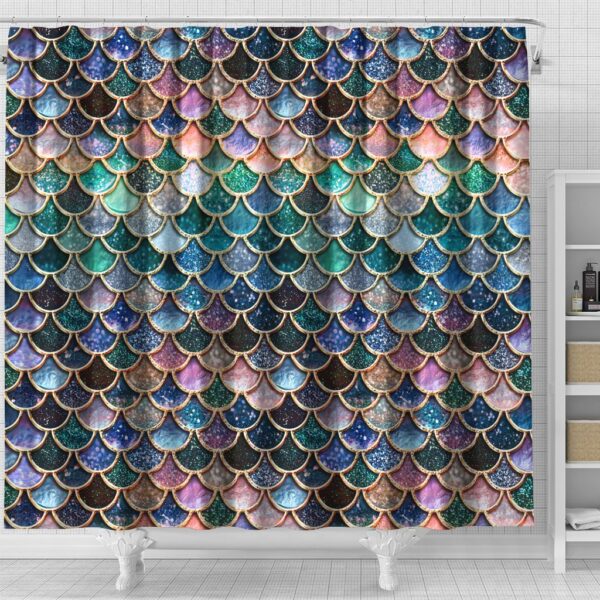 Gearhumans 3D Sparkling Mermaid Tail Custom Shower Curtain GW1606215 Shower Curtain