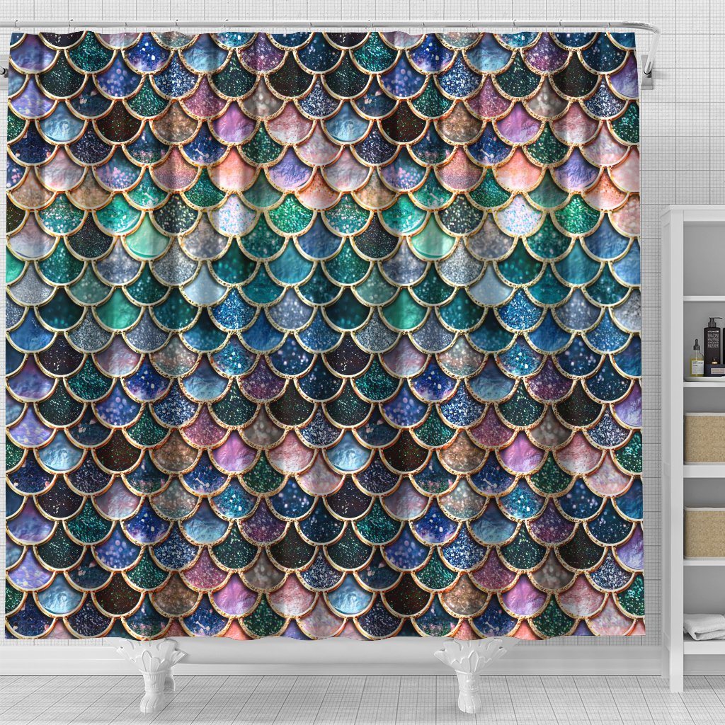 Gearhumans 3D Sparkling Mermaid Tail Custom Shower Curtain GW1606215 Shower Curtain