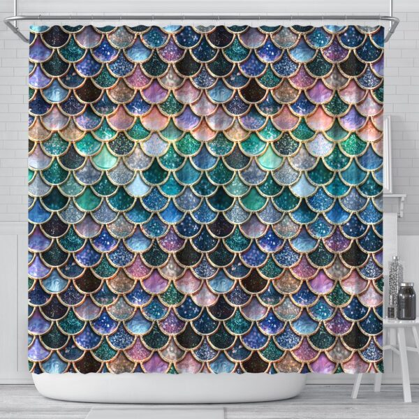 Gearhumans 3D Sparkling Mermaid Tail Custom Shower Curtain GW1606215 Shower Curtain