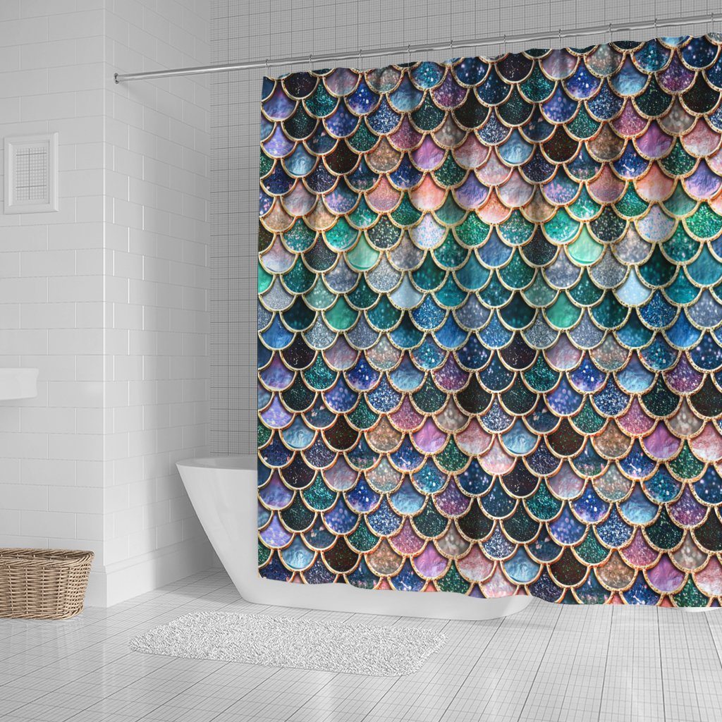 Gearhumans 3D Sparkling Mermaid Tail Custom Shower Curtain GW1606215 Shower Curtain