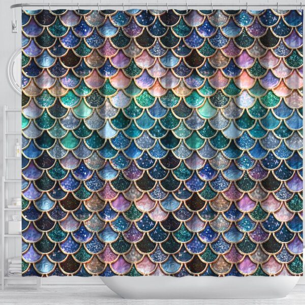 Gearhumans 3D Sparkling Mermaid Tail Custom Shower Curtain GW1606215 Shower Curtain