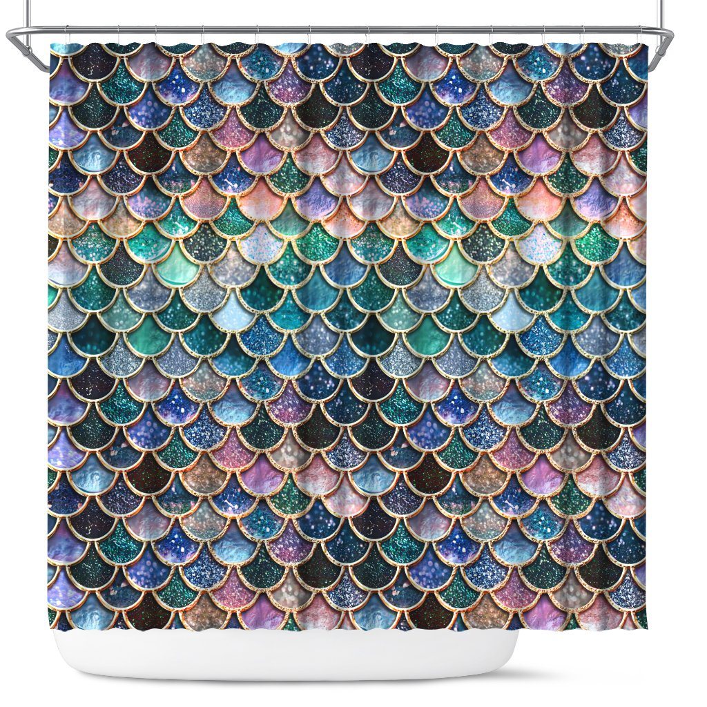 Gearhumans 3D Sparkling Mermaid Tail Custom Shower Curtain GW1606215 Shower Curtain Shower Curtain 35.43x70.87