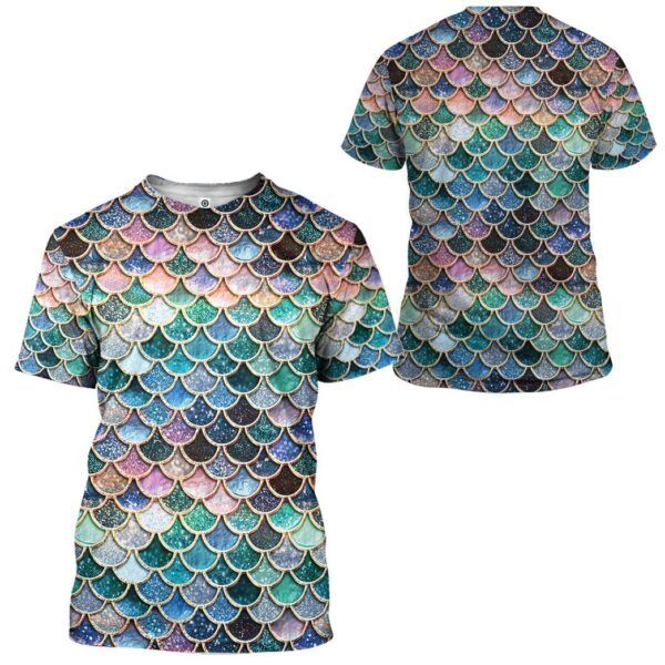 Gearhumans 3D Sparkling Mermaid Tail Custom Tshirt Hoodie Apparel GW2106216 3D Apparel 