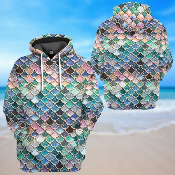 Gearhumans 3D Sparkling Mermaid Tail Custom Tshirt Hoodie Apparel GW2106216 3D Apparel 