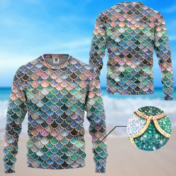 Gearhumans 3D Sparkling Mermaid Tail Custom Tshirt Hoodie Apparel GW2106216 3D Apparel 