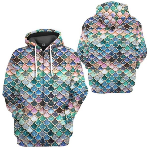 Gearhumans 3D Sparkling Mermaid Tail Custom Tshirt Hoodie Apparel GW2106216 3D Apparel 
