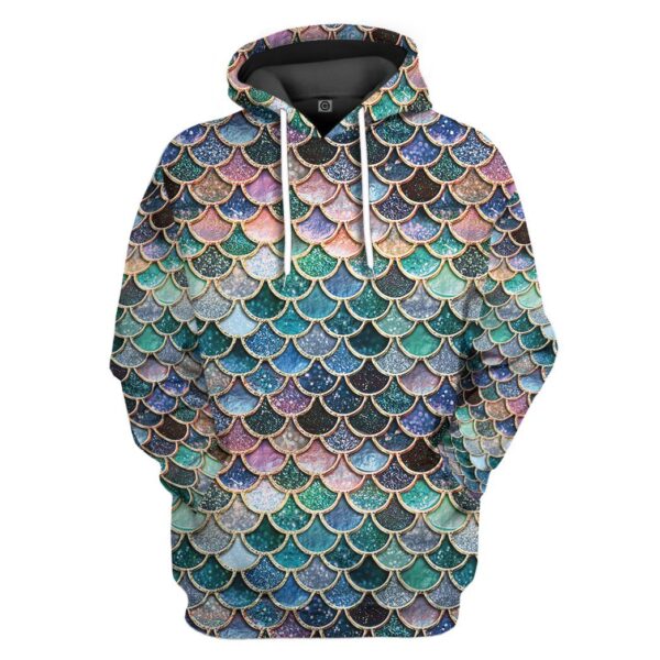 Gearhumans 3D Sparkling Mermaid Tail Custom Tshirt Hoodie Apparel GW2106216 3D Apparel Hoodie S 