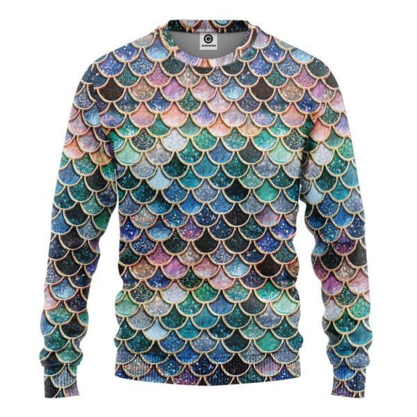 Gearhumans 3D Sparkling Mermaid Tail Custom Tshirt Hoodie Apparel GW2106216 3D Apparel Long Sleeve S 