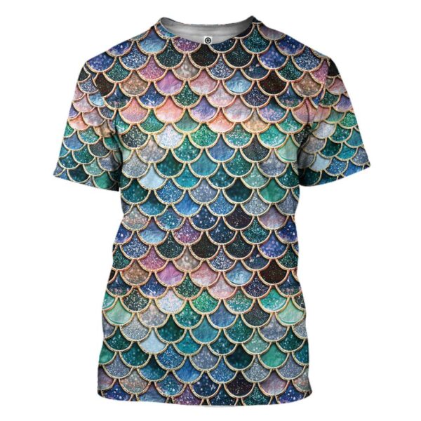 Gearhumans 3D Sparkling Mermaid Tail Custom Tshirt Hoodie Apparel GW2106216 3D Apparel T-Shirt S 