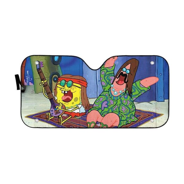 gearhumans 3D Spongebob And Patrick Hippie Custom Car Auto Sunshade GL100834 Auto Sunshade 57''x27.5'' 