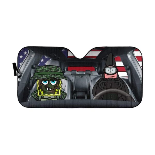 gearhumans 3D SpongeBob And Patrick Storm The America Defense Lines Custom Car Auto Sunshade GL27053 Auto Sunshade 57''x27.5'' 
