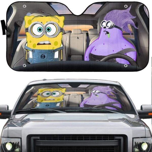 gearhumans 3D Spongebob Cosplay Minions Custom Car Auto Sunshade GL20052 Auto Sunshade