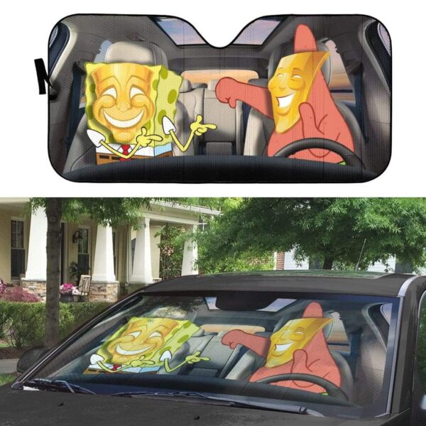 gearhumans 3D Spongebob Custom Car Auto Sunshade GL11056 Auto Sunshade