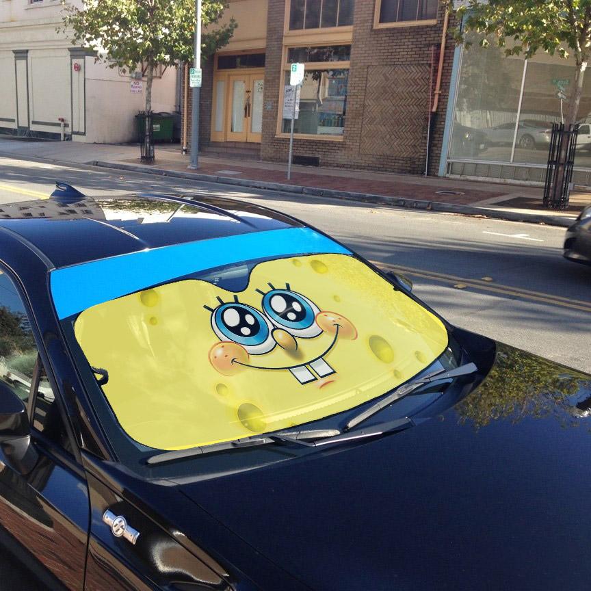 Gearhumans 3D SpongeBob Custom Car Auto Sunshade GO23042126 Auto Sunshade