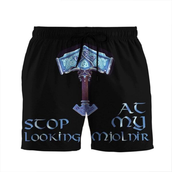 Gearhumans 3D Stop Looking At My Mjolnir Custom Beach Shorts Swim Trunk GW24077 Men Shorts Men Shorts S