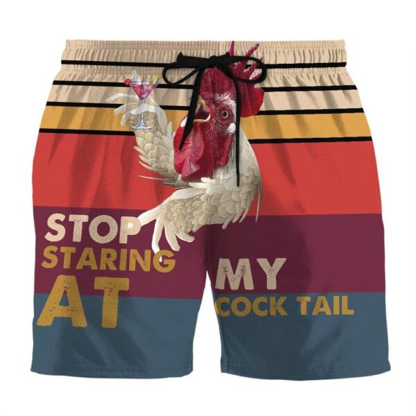 Gearhumans 3D Stop Staring At My Cock tail Color Custom Beach Shorts Swim Trunks GL02077 Men Shorts Men Shorts S