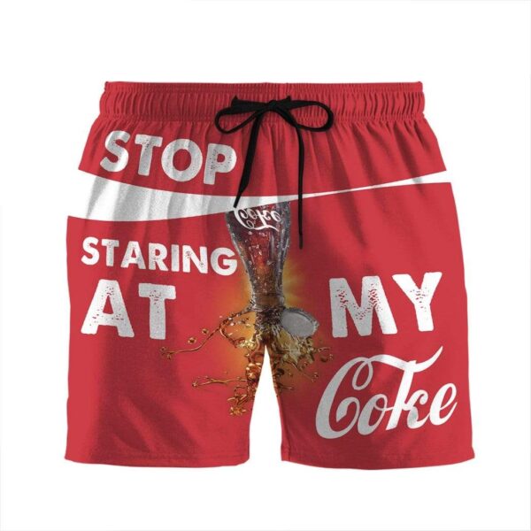 Gearhumans 3D Stop staring at my coke Beach Shorts Swim Trunks GN08071 Men Shorts Men Shorts S