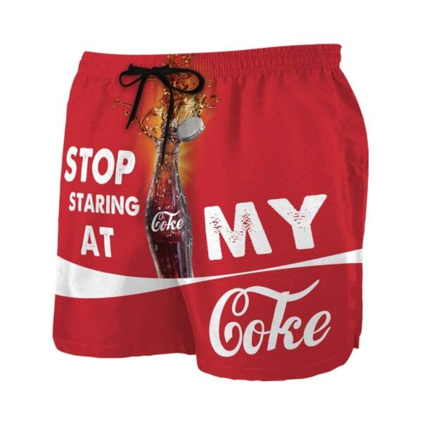 Gearhumans 3D Stop staring at my Coke Beach Shorts Swim Trunks GV07079 Men Shorts