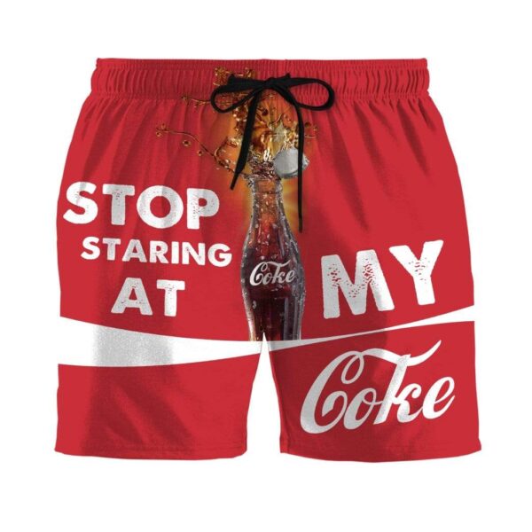 Gearhumans 3D Stop staring at my Coke Beach Shorts Swim Trunks GV07079 Men Shorts Men Shorts S
