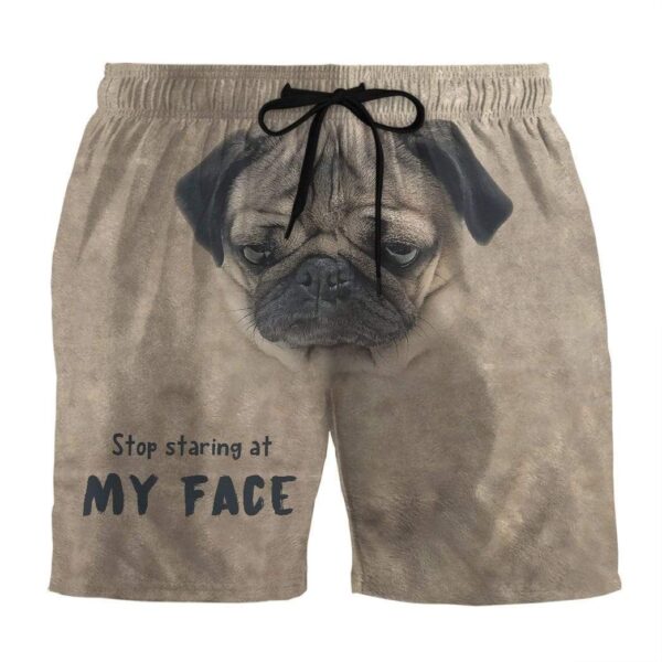Gearhumans 3D Stop Staring At My Face Pugs Custom Summer Beach Shorts Swim Trunks GV16064 Men Shorts Men Shorts S 