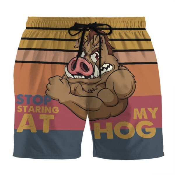 Gearhumans 3D Stop Staring At My Hog Custom Beach Shorts GS29066 Men Shorts Men Shorts S 