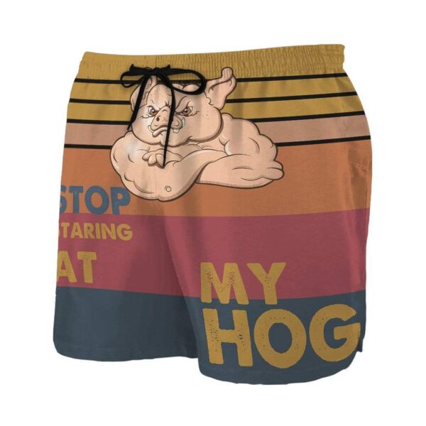 Gearhumans 3D Stop Staring At My Hog Custom Beach Shorts Swim Trunks GL08071 Men Shorts