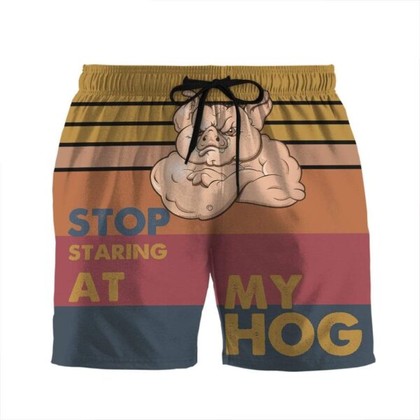 Gearhumans 3D Stop Staring At My Hog Custom Beach Shorts Swim Trunks GL08071 Men Shorts Men Shorts S