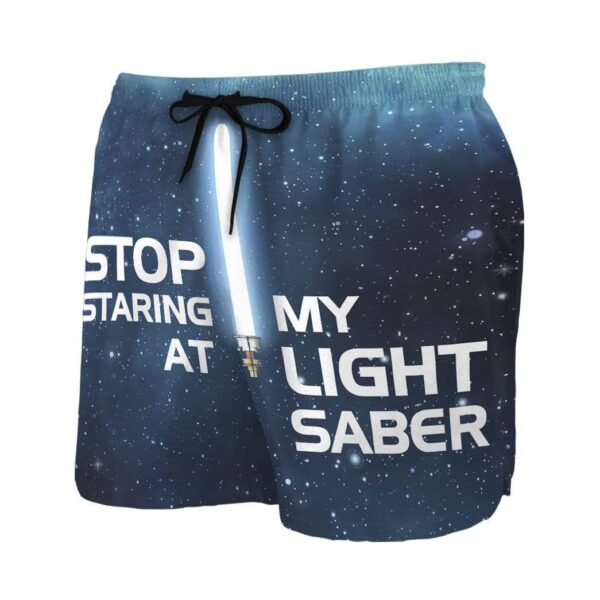 Gearhumans 3D Stop staring at my light saber Custom Beach Shorts Swim Trunks GV30072 Men Shorts
