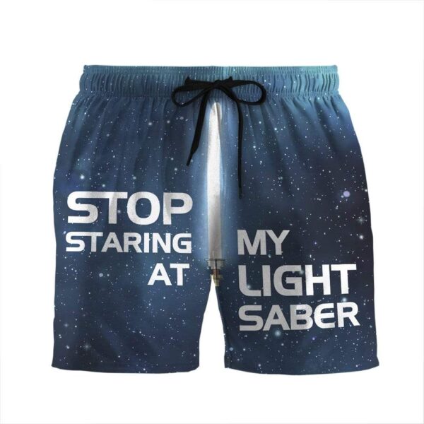 Gearhumans 3D Stop staring at my light saber Custom Beach Shorts Swim Trunks GV30072 Men Shorts Men Shorts S