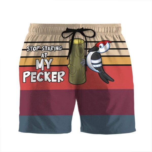Gearhumans 3D Stop Staring At My Pecker Custom Beach Shorts Swim Trunks GS06079 Men Shorts Men Shorts S