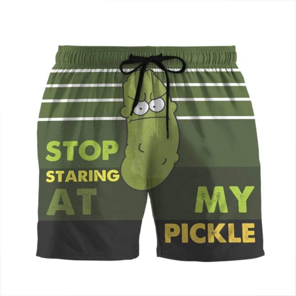 Gearhumans 3D Stop staring at my pickle Beach Shorts Swim Trunks GV08073 Men Shorts Men Shorts S