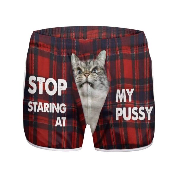 Gearhumans 3D Stop Staring At My Pussy Custom Womens Beach Shorts GS31077 Women Shorts