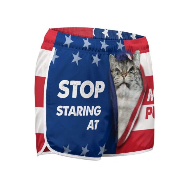 Gearhumans 3D Stop Staring At My Pussy Custom Womens Beach Shorts Swim Trunks GS30077 Women Shorts