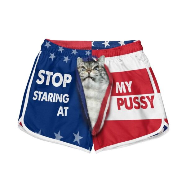Gearhumans 3D Stop Staring At My Pussy Custom Womens Beach Shorts Swim Trunks GS30077 Women Shorts Women Shorts XS
