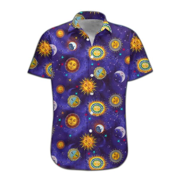 Gearhumans 3D Sun And Moon Hippie Hawaii Shirt hawaii Short Sleeve Shirt S