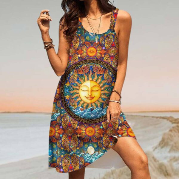 Gearhumans 3D Sun Energy Hippie Thing Custom Beach Dress GS2806214 Beach Dress 
