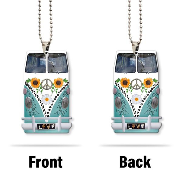 Gearhumans 3D Sunflower Hippie Van Custom Car Hanging GW1806217 Car Hanging 
