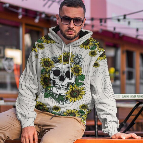 Gearhumans 3D Sunflower Skull Custom Tshirt Hoodie Appaprel GW020419 3D Apparel