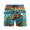 Gearhumans 3D Sunrise Sea Turtle Swimming Among Coral Reefs Custom Men Short GS08072127 Men Shorts Men Shorts S