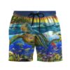 Gearhumans 3D Sunset Sea Turtle Swimming Among Coral Reefs Custom Men Short GS08072129 Men Shorts Men Shorts S