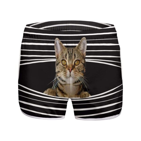 Gearhumans 3D Tabby Cat Stripes Custom Women Beach Shorts Swim Trunk GV29076 Women Shorts