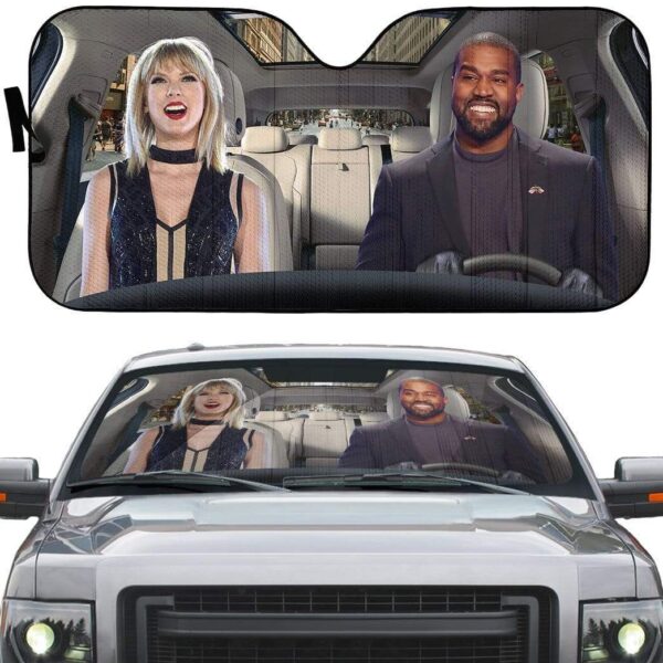 gearhumans 3D Taylor Swift Kanye West Custom Car Auto Sunshade GV24071 Auto Sunshade